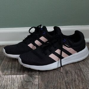 Adidas Women's Black and Light Pink Sneakers ~ Size 10